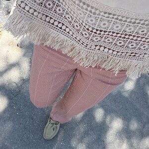 Anthropologie MAEVE Jacquie Gingham Plaid Slim Pants Sz 4 Tall Orange